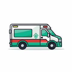Ambulance in cartoon, doodle style. Isolated 2d vector illustration in logo, icon, sketch style, Eps 10. AI Generative