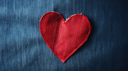 Heart shaped patch on jeans background