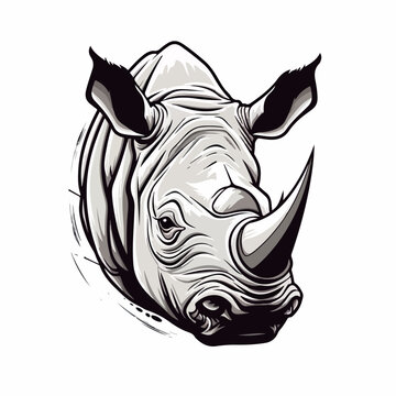 Rhinoceros in cartoon, doodle style. Image for t shirt. Isolated 2d vector illustration in logo, icon, sketch style, Eps 10. AI Generative
