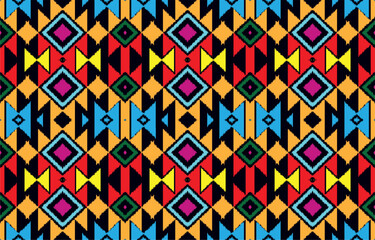 Geometric ethnic oriental ikat pattern traditional Design for background,carpet,wallpaper,clothing,wrapping,Batik,fabric,Vector illustration.embroidery style.