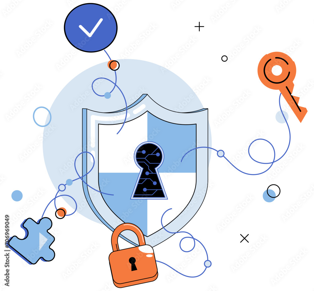 Poster cyber security vector illustration. the protection personal privacy is paramount in digital age info