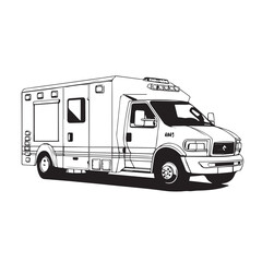 Ambulance in cartoon, doodle style. Isolated 2d vector illustration in logo, icon, sketch style, Eps 10, black and white. AI Generative