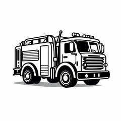 Fire engine in cartoon, doodle style. Isolated 2d vector illustration in logo, icon, sketch style, Eps 10. AI Generative