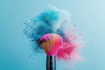 Make-up brush with powder explosion background