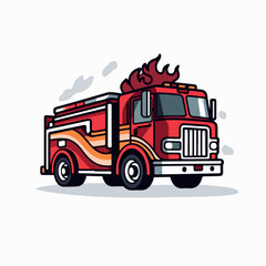 Fire engine in cartoon, doodle style. Isolated 2d vector illustration in logo, icon, sketch style, Eps 10. AI Generative
