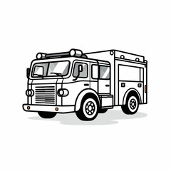Fototapeta premium Fire engine in cartoon, doodle style. Isolated 2d vector illustration in logo, icon, sketch style, Eps 10. AI Generative