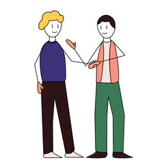 men shaking hands with each other, simple stick figure, sketch, vector