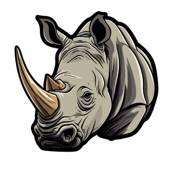 Rhinoceros in cartoon, doodle style. Image for t shirt. Isolated 2d vector illustration in logo, icon, sketch style, Eps 10. AI Generative