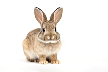 Fototapeta na wymiar Image of pygmy rabbit on white background. Wildlife Animals, Mammals, Illustration, Generative AI.