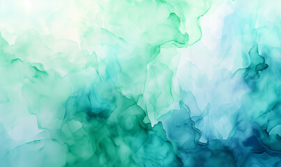 Abstract watercolor blue / green wallpaper painting backdrop horizontal banner 