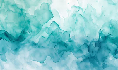 Foto op Plexiglas Abstract watercolor blue / green wallpaper painting backdrop horizontal banner  © Deea Journey 