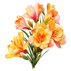 Freesia flower on a transparent background, PNG