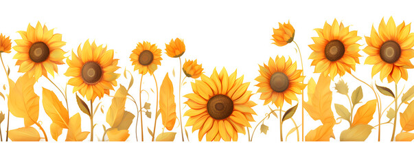 Set of watercolor sunflower plants