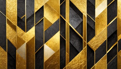 yellow and black wall 3D wall with gold and black textures in a luxurious pattern of squares and rectangles,
