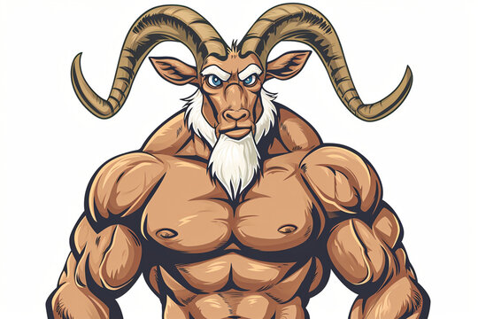 cartoon big muscular goat