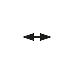 Short small dual double ended arrow. Thin straight two sided arrow. Vector illustration and symbol.