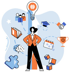 Personal growth. Vector illustration. Efficiency plays crucial role in personal growth and development Development oneself requires consistent effort and dedication Embarking on journey self discovery