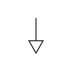 Thin straight arrow to the down. Vector symbol.