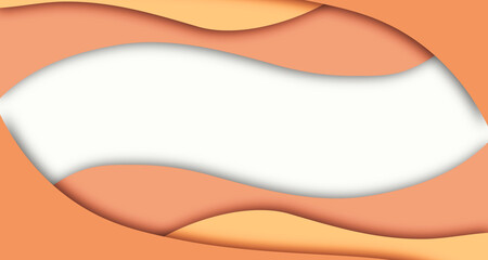 peach wave layer with shadow on the top and bottom background 