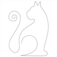 Continuous one line cat pet drawing out line vector illustration design.