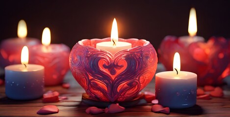 candles on a red background