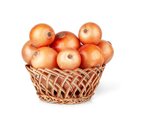 Onions basket isolated on a white background