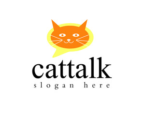 ilustration cat face talk  logo design  template