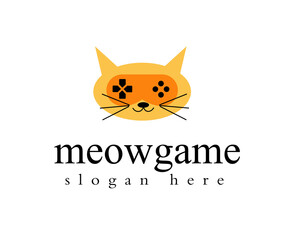 creative cat face game logo design template