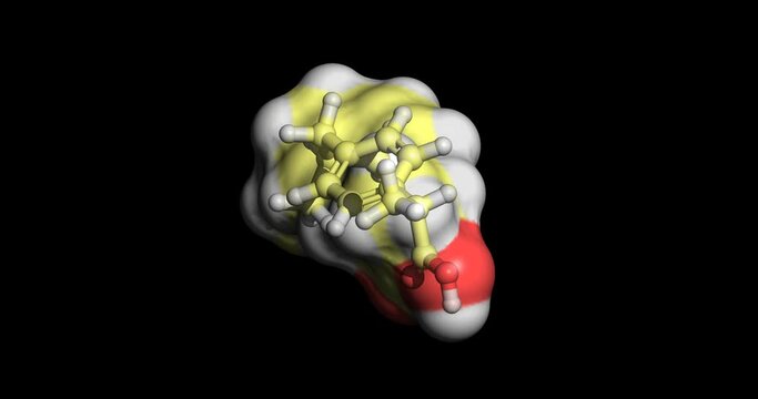 Ibuprofen, drug for mild-moderate pain, fever, and inflammation,3D molecule spinning on Y-axis, 4K