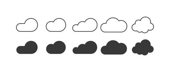 Cloud icons set. Different styles, cloud collection for icon design. Vector icons