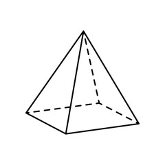 Pyramid shape icon. Outline, pyramid icon shape geometry. Vector icon