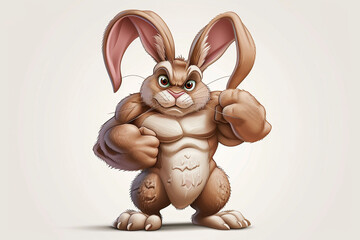Obraz na płótnie Canvas cartoon big muscular rabbit