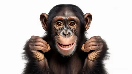 Gordijnen Happy laughing funny monkey © Mishi