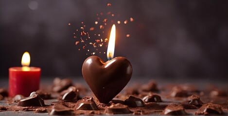 heart shaped candles on black background