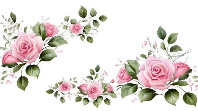 Spring sakura cherry blooming flowers bouquet. Isolated realistic pink petals, blossom, branches, leaves vector set. Design spring tree illustration,generative ai