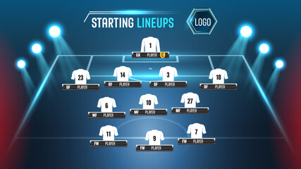 Football match sport graphics blue light template for online broadcast and social media