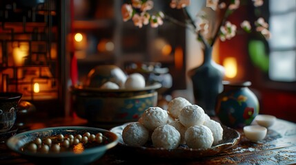 Traditional Chinese sweets on the table. Selective focus. nature.