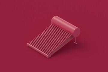 Solar heater of magenta on red background. 3d render