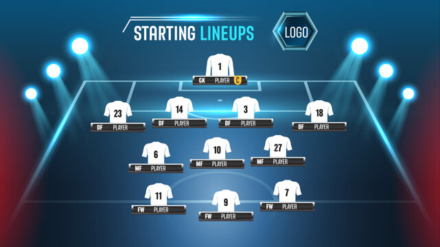 Football match sport graphics blue light template for online broadcast and social media