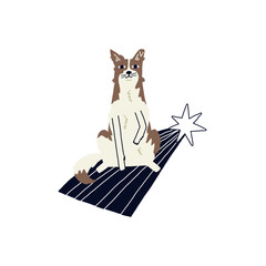 Dog soul farewell on the rainbow. Pet sympathy loss hand drawn illustration