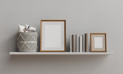 선반 장식 액자 목업 Shelf Decoration Picture Frame Mock up