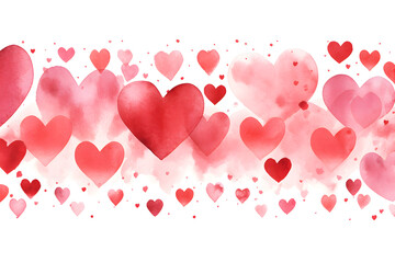 Red Hearts watercolor design isolated on white background