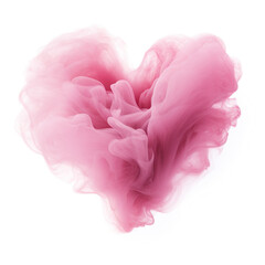 Abstract pink pastel smoke, sharp perfect heart on white background.