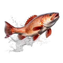 Redfish jumping out of the water, massrealism, sketchfab, photorealistic hyperbole, animated gifs, isolated on white background