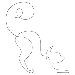 Continuous one line cat pet drawing out line vector illustration design.