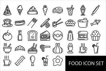 food icon set line style for your design