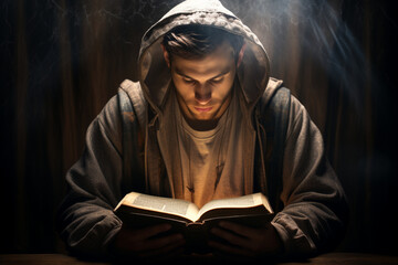 A man reading bible