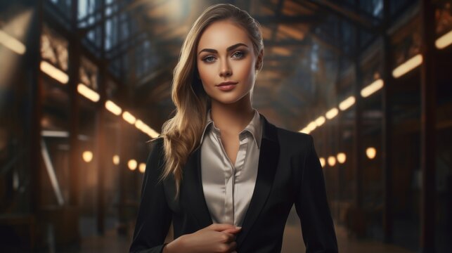 a young adult business woman female manager working late hours in tech industry or logistics. beautiful data scientist or analyst - Powered by Adobe