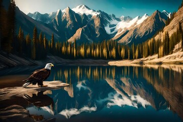 bald eagle in the lake