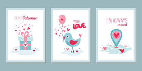 Set of greeting cards concept in retro style.
Set of Valentines day greeting cards. Vector illustration
